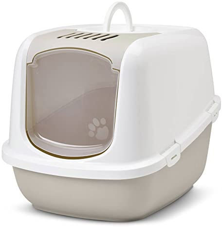 XXL Katzentoilette Nestor Jumbo Weiss-beige speziell für große Katzenrassen