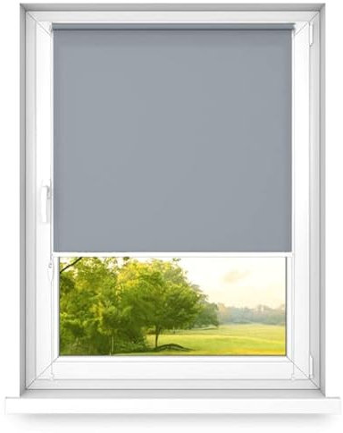 time4blinds MINI BASIC Stick on Roller Blinds for Windows - Easy Fit Clip On - Dimming Blinds for Bedroom - 600x1000mm Gray - Operated on Right Side