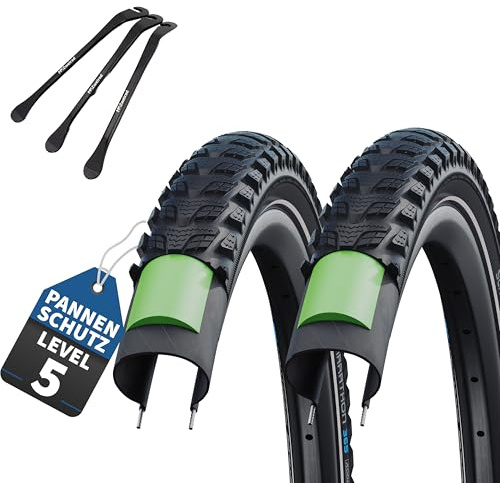 2er Set Schwalbe Fahrradreifen Marathon 365 28 Zoll Reflex + AV DV SV Schlauch und 3 Metall Reifenheber E Bike (Ohne Schläuche, 28x2,15 Zoll (55-622))
