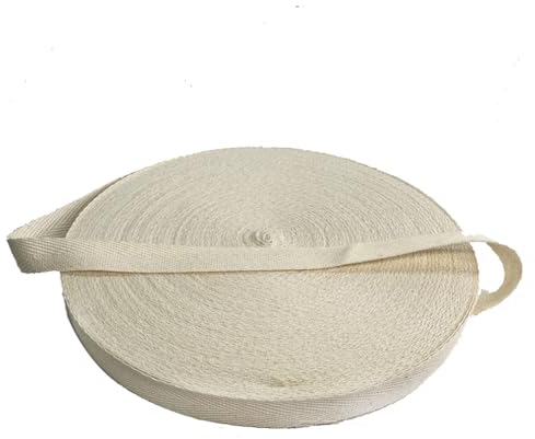 Wisafory 50m Baumwoll Gurtband Schrägband Einfassband Twill-Band Köperband Nahtband Baumwollschrägband mit Fischgrätenstich Baumwollband Stoffband für Handwerk Nähen Stricken Beige 2cm