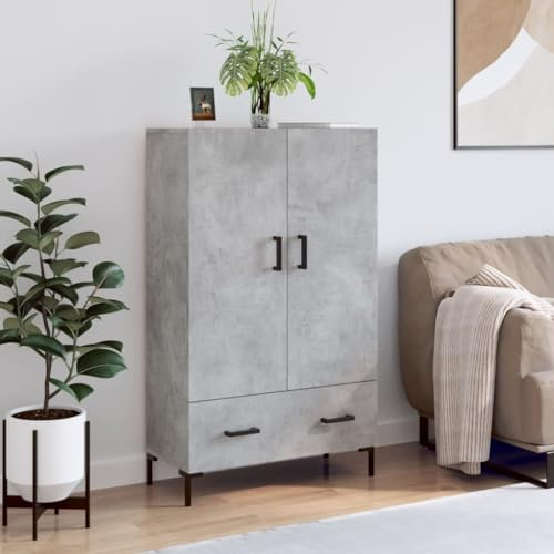 Homvdxl Hoches Buffet-Sideboard, 2-türiger Aufbewahrungsschrank mit breiter Schublade, freistehender Schrank für Küche, Esszimmer und Eingangsbereich, klassisch - Grau