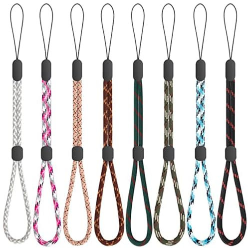 Visxcnu dragonne robuste et réglable pour le poignet,Lot de 8 lanières en nylon réglables pour téléphone portable - Dragonne fonctionnelle - Porte-clés - Pour appareil photo, portefeuille, clés