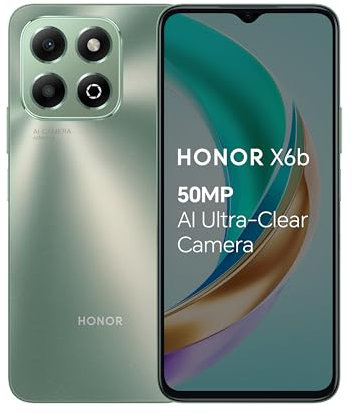 HONOR X6b Mobile Phone Unlocked, 6.56-Inch 90Hz Fullview Display, 4GB+128GB, 5200 mAh Long-lasting Battery, 50MP Triple Camera, Android (2 Year Warranty), Green