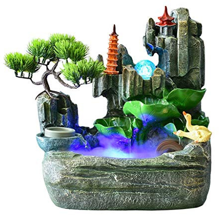 Fontana Per Interni/Fontana Per Acqua Fontana A Cascata In Resina Con Acquario Ruota Idraulica A Vento E Palla Rotante Interno Per Ufficio Decorazione Desktop Fortunato Artigianato Fontane Da Tavolo