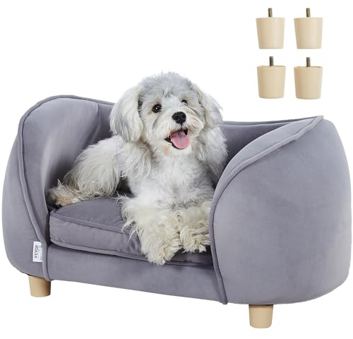 VEVOR Sofá para Mascotas, Sofá para Perros Pequeños y Gatos, Sofá Cama Suave y Aterciopelado para Perros, Sofá para Gatos con Carga de 30 kg, 685 x 380 x 380 mm, Gris Oscuro, Peso de Sofá de 3,9 kg