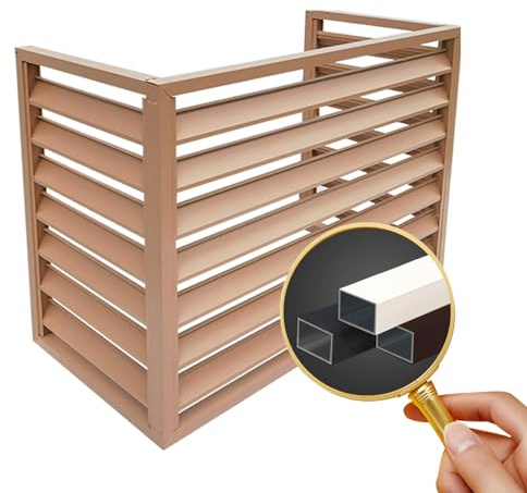 MZQMK Klimaanlage Abdeckung, Klima Splitgerät, Outdoor Sonnenschutz Abdeckung, Schutzgitter Für Klimaanlagen, Geeignet Für Externe Klimageräte(Color:Almond 3 Side,Size:3p)