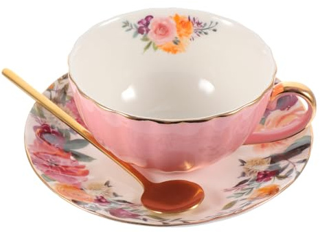 Garneck Ensemble De Tasses Avec Soucoupe 200 Ml Tasse À Latte Vintage En Porcelaine Anglaise Pour Café Et Thé