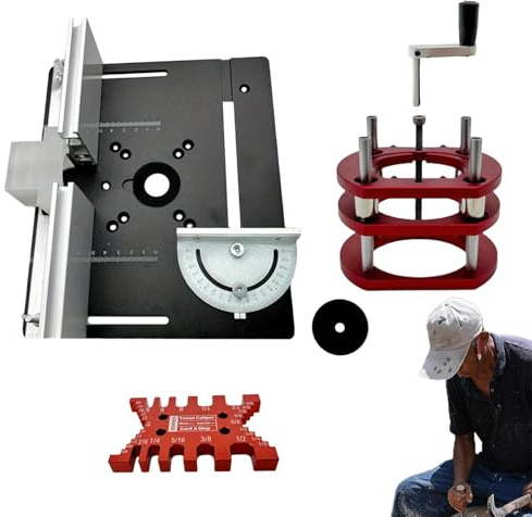 Präzisions-Oberfräsenlift, Oberfräsen-Lift-Kit - Manuelles Hebe-Router-Hebesystem-Kit,Holzbearbeitung Router Tisch Router Lift Kit Tisch Säge Einsatz Grundplatte System Gravur Werkzeuge