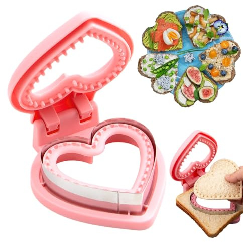 Moule à sandwich – Coupe-sandwich et scellant | Coupe-pain et scelleur en acier inoxydable en forme de cœur | Emporte-pièce à biscuits pour petit-déjeuner pour