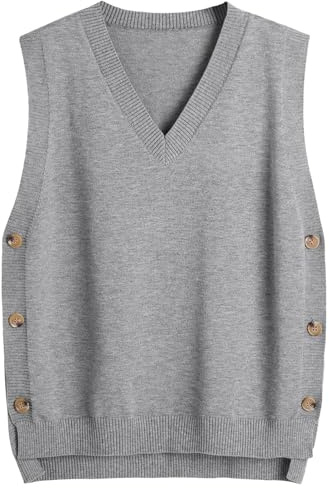 SUNSESS Sleeveless Jumpers for Women V Neck Sweater Vest Knitted Tank Top