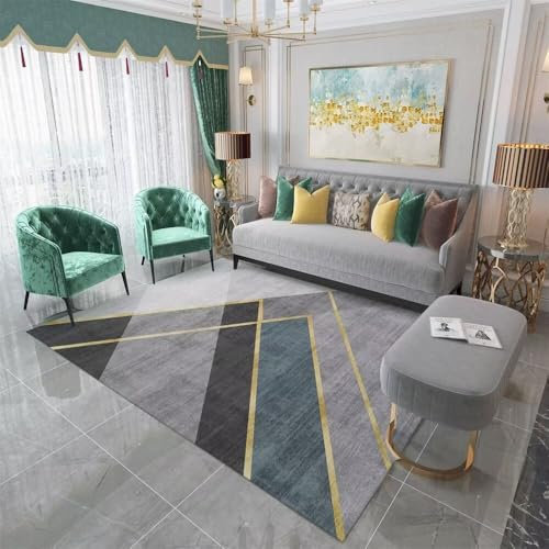 RUGMRZ Deko Schlafzimmer Teppich Esstisch Licht Luxus Bereich grau blau gelb Linie Dekoration kann angepasst Werden Outdoor Couchtisch Hell 180X280CM