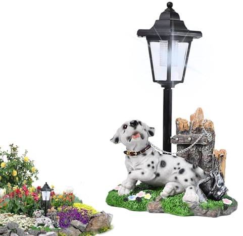 Statue de Chien avec lumière Solaire, Statue de Jardin pour Chien avec lumière,Sculpture d'art avec lumière Solaire | Sculpture de Collection, décoration Animale pour Patio, décoration de Balcon