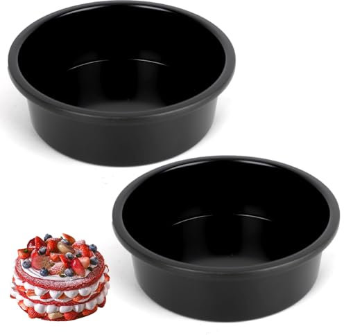 IVEOPPE Stampi da forno rotondi, 20 cm, rotondi, 2 pezzi di stampi da forno, in acciaio inox con rivestimento antiaderente, adatti per torte, brownies, torte, lasagned, nero