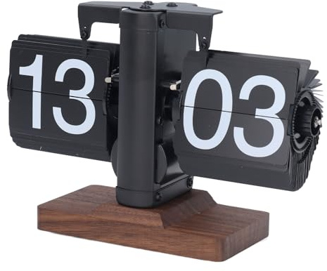 Retro Flip Down Clock Stylischer Minimalismus Kleines Gleichgewicht 24H Automatische Seite Drehuhr Mechanische Flip -Down -Uhr Regal Seite. . sehen. Zu. aus. Drehung. Karte. einfach. ZU. (Schwarzes