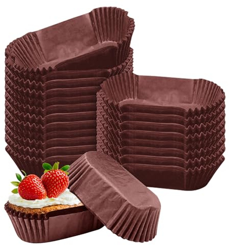 1000 pirottini ovali oleati per cupcake e muffin, usa e getta, antiaderenti (marrone)