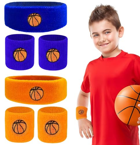 EIHI 6 Pezzi Polsini Palestra Assorbente Fasce da Polso Cotone Basket Accessori Braccialetto Colorato Polsino di Sport Fascia per Capelli