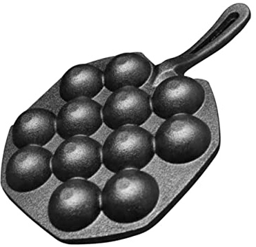 Molde para Bolitas de Hierro Fundido Negro, Base Plana | Antiadherente, Calentamiento Uniforme y Limpieza Fácil, para Hornear Takoyaki 1 Pieza
