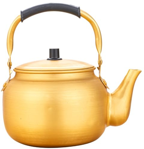 Garneck Hervidor De Aluminio Amarillo 1,5 l Tetera Coreana Resistente Con Mango Aislante Para Cocina Gas y Estufas Uso Doméstico y Restaurante