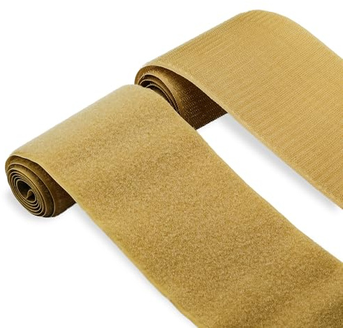 Coyote Tan Hook and Loop Tape 4 Inch x 1 Yd Non-Adhesive Nylon Interlocking Fabric Tape Strips Wide Sewing Fasteners Thick Strong Grip Roll for Military Form Bags Clothes Shoes Backpacks DIY Craft