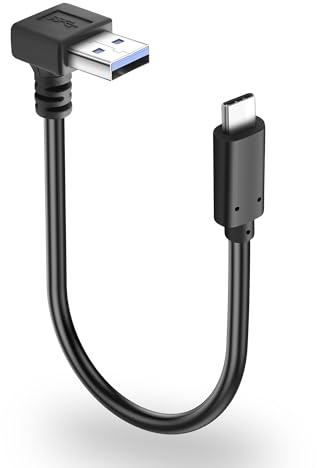 JSADZKJ Cavo USB 3.0 a USB C a 90 gradi Trasferimento dati 5Gbps e ricarica rapida 3 A Cavo corto tipo C,cavo USB-A a USB-C per telefoni 16/15,tablet,laptop,auto 25cm (Angolo Su)
