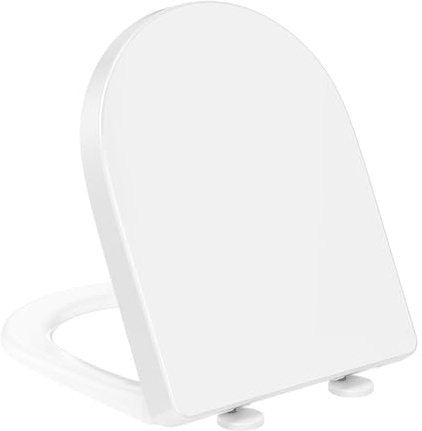 YEAUPE PRO Toilettendeckel mit Absenkautomatik D Form [LANG], WC-Sitz einfache Montage, Quick-Release-Funktion, Klodeckel Abnehmbarer, bis 175 kg belastbar, 45 * 36* 5 CM, inkl. Installationsschablone