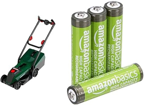 Theo Klein Bosch Cortacésped Rotak, luz/Sonido, 3+ años, & Pilas AAA Recargables Amazon Basics 4 unid, 850mAh