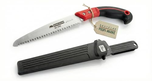 SÄBELZAHN Baumpfleger-Astsäge AS-240 (24 cm) – Extrem scharfe Baumsäge mit Köcher – Gerades Sägeblatt aus hartverchromtem Carbonstahl – Ergonomische Handsäge mit Soft-Touch Griff für den Profi