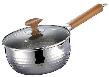Padella Antiaderente in Titanio - 16/18 cm con Coperchio | Pentola a induzione in titanio puro | Leggero e versatile, utensile da cucina, casa, campeggio, zuppa, latte, frittura, compatibile con tutte