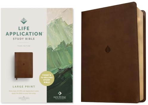 NLT Life Application Study Bible, Third Edition, Large Print: New Living Translation, Rustic Brown Leaf, Leatherlike, Life Application Study, Red Letter, With Ribbon Marker