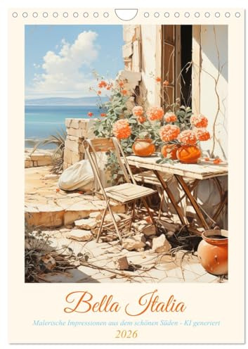 Bella Italia (Wandkalender 2026 DIN A4 hoch), CALVENDO Monatskalender: KI generierte Gemälde vom wunderbaren italienischen Flair (CALVENDO Natur)