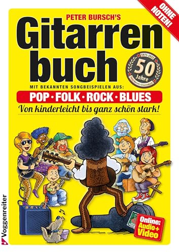 Gitarrenbuch 1. Mit Audio und Video online: Das populärste Gitarrenbuch ohne Noten! Von kinderleicht bis ganz schön stark. Pop, Folk, Rock und Blues