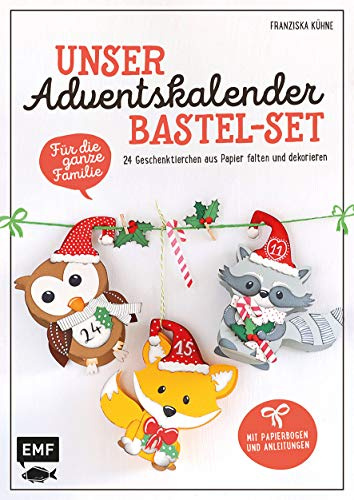 Unser Adventskalender Bastel-Set – Für die ganze Familie: Mit Papierbogen und Anleitungen: 24 Geschenktierchen aus Papier falten und dekorieren