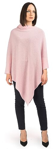 Dalle Piane Cashmere Poncho för damer, 100% kashmir, Made in Italy, elegant och mjuk, en storlek, Färg: Rosa