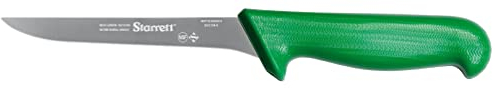 Starrett Professional Stainless Steel Chefs Kitchen Boning Knives - Narrow Straight Profile - 6-inch (150mm) - Green Handle