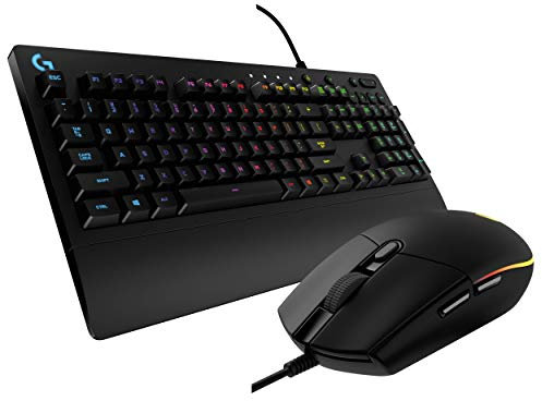 Logitech G213 Prodigy, Clavier et Souris Gaming, Eclairage RVB LIGHTSYNC, Résistant aux Éclaboussures, Personnalisable, Commandes Multimédia Dédiées