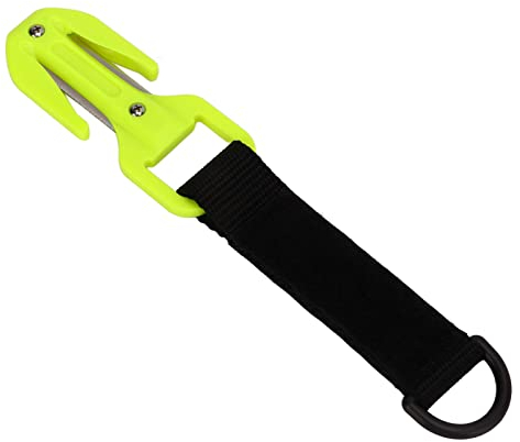 Pasamer Scuba Diving Strap Cutter, Doppelseitiger Tauchen Schneidmesser Scharfe Klingen Diving Safety Line Cutter mit Line Cutter Safe Diving Package(Fluoreszierendes Gelb)