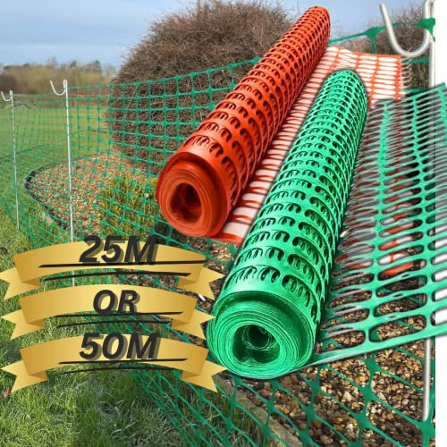 Smith & Barker Barrier Fencing Mesh Roll 130gsm Temporary Garden Outdoor Dog Fence Building Site Plastic 25M 50M Netting (25M Green)