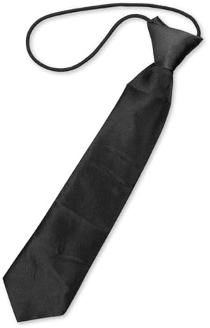 Tabanzhe Pre-Tied Necktie-Boys Elasticated Neck Tie Adjustable Soft Polyester Tie with Loop for Wedding Graduation School Uniforms Fashion Shows(Black)
