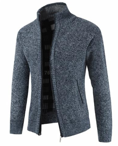 Eauptffy Giacca Oktoberfest da uomo, cardigan, giacca a maglia, con cerniera, in lana spessa, calda, per il tempo libero, in tinta unita, classica, morbida e casual, Grigio 3, M