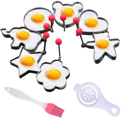 Stampo per pancake, 7pezzi anello per uovo,anelli per uova in acciaio inossidabile,anelli per uova antiaderenti,anelli d'uovo al piatto,anello per uova stampo pancakes,stampo per uova al piatto con