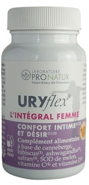 URYflex L’INTEGRAL FEMME – Complément alimentaire confort urinaire et libido – Canneberge, Hibiscus, Ashwagandha, Safran, Vitamines C & D, SOD – 60 gélules – Fabriqué en France