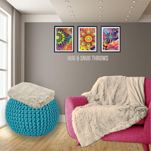 PARADISE STAR Cuddles Alaska Hug & Snug Faux Fur Reversible Plain Sherpa Teddy Throw Blanket CREAM 150cmx 200cm