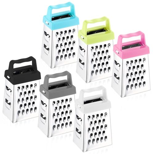 AOZUO 6 mini ralladores, ralladores pequeños de acero inoxidable con asa, dispositivo de cocina eficiente para rallar ajo, nuez moscada, chocolate, parmesano, apto para lavavajillas