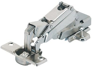 HKB 2 x Sensys zum Aufschrauben, Weitwinkel-Federscharnier, 120°-165°, Topf-ø 35mm, 9,5mm Kröpfung, Stahl vernickelt, für Mittelwandanschlag, inkl. Kreuzmontageplatte, Hettich, 62533