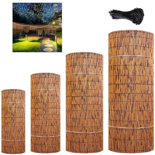AutmDizyne Rollo De Caña Bambu para Valla Privacidad 80 100 150 160 180 200 250 300 400 500 1000cm Estera De Mimbre Privacidad Natural 70% Protegido De La Luz Pantalla De Privacidad Exterior Interior