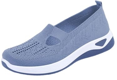 Zapatillas sin cordones para mujer, de ajuste ancho, de malla transpirable, para caminar, correr, manos libres, informales, cómodas, con soporte de arco para verano en Reino Unido, azul 1, 37 EU