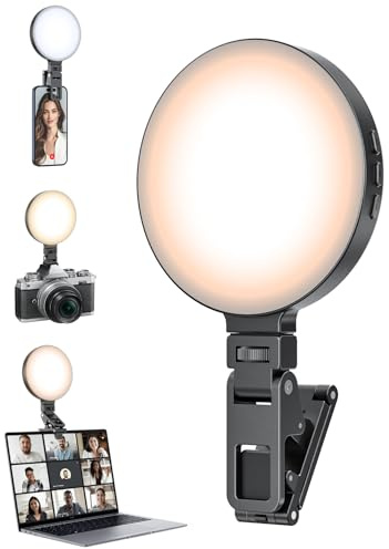 Portable Selfie Light for Laptop Camera, 4 Inch Rechargeable Clip-On Video Conference Light with Dual Mount (Screen Safe), Soft 3-Mode Dimmable Photography Light for Zoom, TikTok, Makeup Work, Vlog