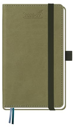 BEZEND Pocket Diary 2026-2027 Week to View (Jul 26-Dec 27) A6 15.5 x 9 cm | 18-Month Small Academic Planner with Pen Holder & Inner Pocket, for Home School Office. Vegan Leather Hardback, Kiwi