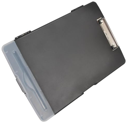 SHERCHPRY Porte-Documents A4 à Pince Multifonction Dossier Rigide Noir Format A4 Rangement Sécurisé pour Bureau École et Maison Clip Plat pour Maintien Support D’Écriture Portable