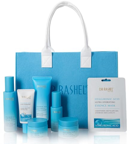 Ansiktsvårdsset hyuauronsyra hyaluronic Acid ansiktsserum, ögonserum, dag och nattkräm, 10 x tygmask, ansiktsrengöring, toner, solskyddsmedel SPF 50 – anti-aging, hudvård, presentset damer